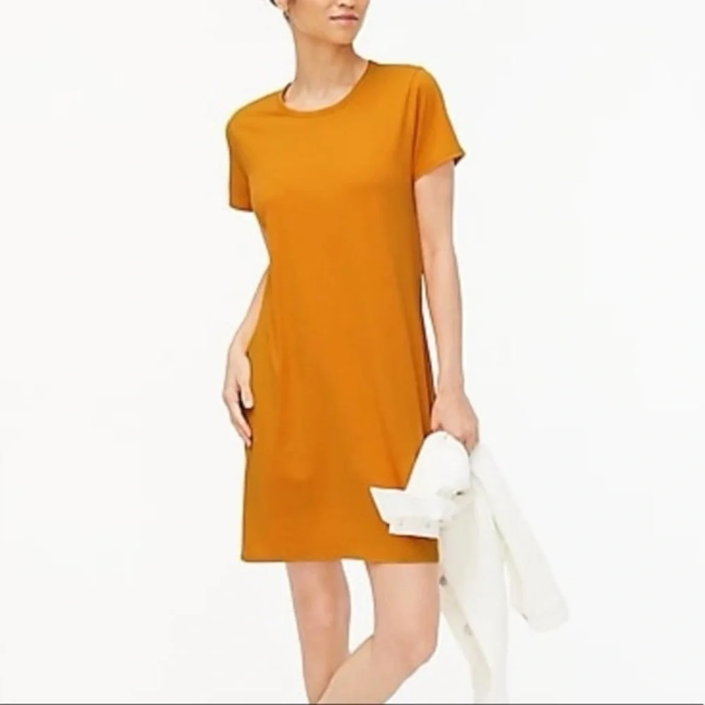 J. Crew Stylish Chic Orange Cotton Pullover T-Shirt Style Dress Size Large L